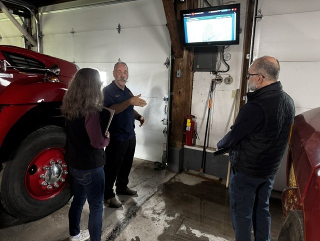 Chief Doughty showing Factory Mutual representatives the technology currently in place that aids in a fast response time.